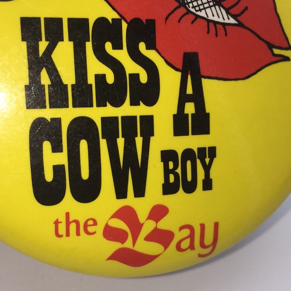 Kiss A Cow Boy The Bay Advertising Pinback Button - Picture 3 of 5